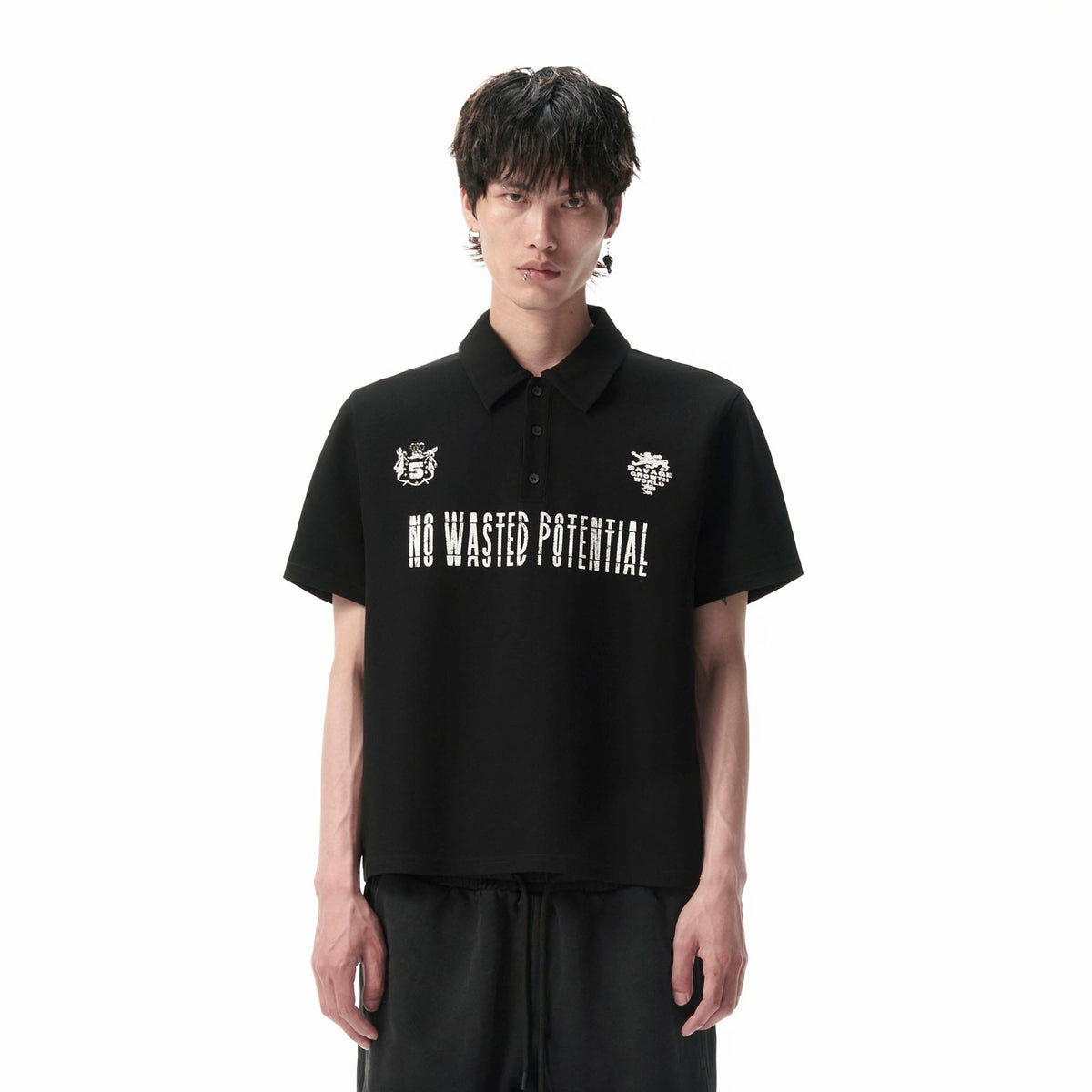 SAVAGEGROWTHWORLD No Wasted Potential Stripe-Back Polo T-Shirt