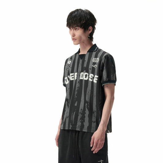 SAVAGEGROWTHWORLD OVERDOSE Distressed Striped Jersey
