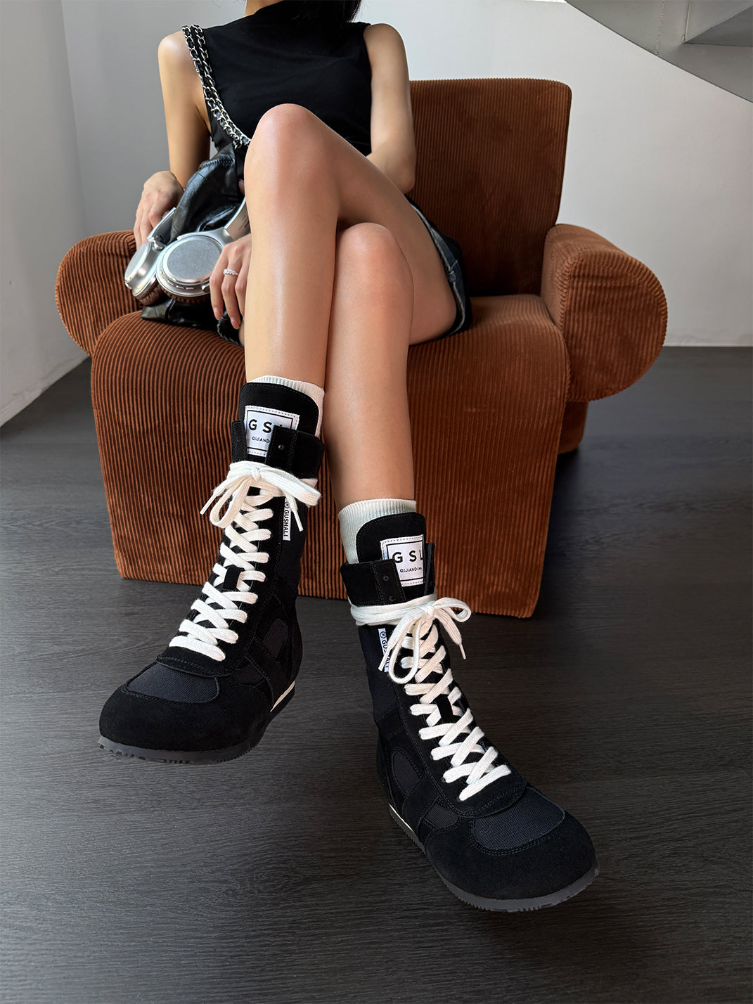 Black Knockout Hybrid Boxing Trainer Boots