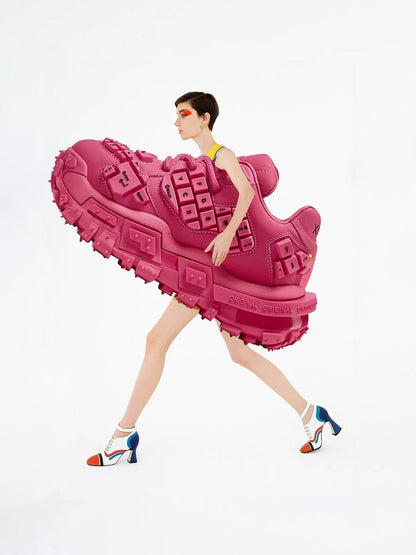 Pink and Red Chunky Keyboard Chubby Sneakers