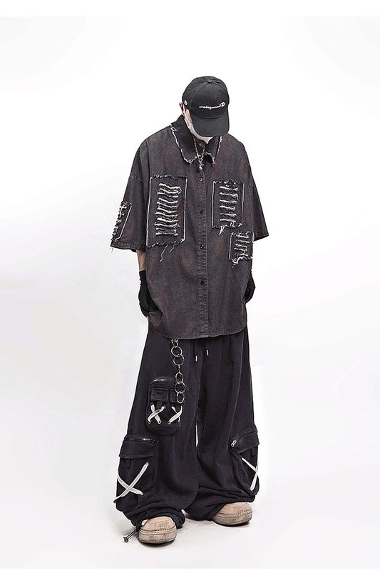 UUCSCC Retro Multi-Pocket Wide-Leg Cargo Pants