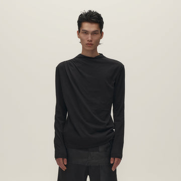 SAVAGEGROWTHWORLD Asymmetrical Drape Long-Sleeve Tee