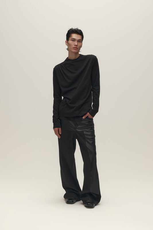 SAVAGEGROWTHWORLD Asymmetrical Drape Long-Sleeve Tee