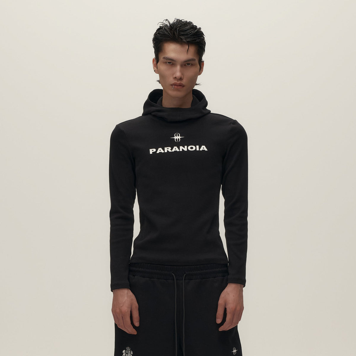SAVAGEGROWTHWORLD Paranoia Graphic Balaclava Slim Hoodie