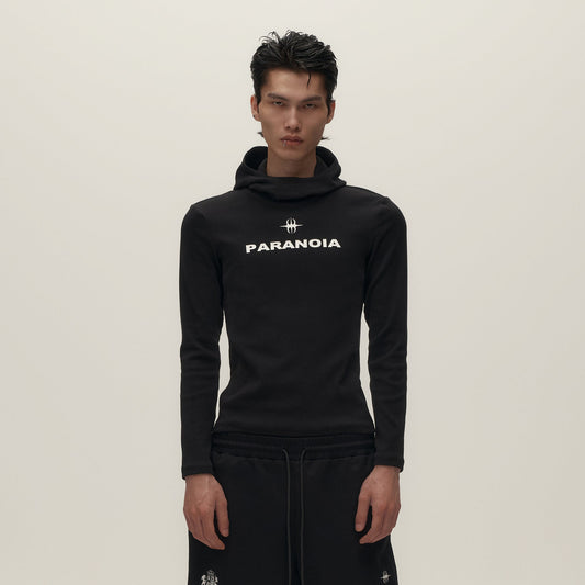 SAVAGEGROWTHWORLD Paranoia Graphic Balaclava Slim Hoodie