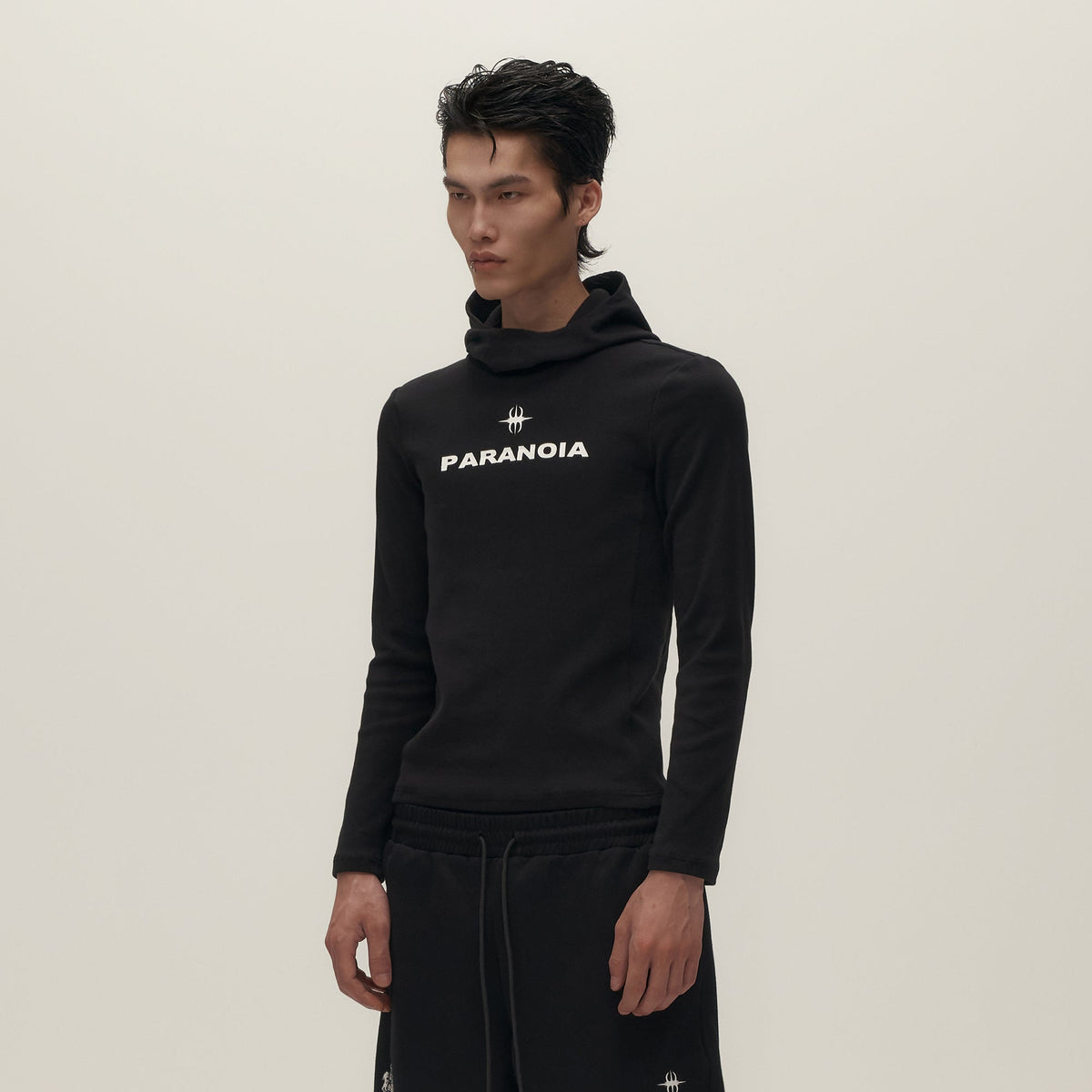 SAVAGEGROWTHWORLD Paranoia Graphic Balaclava Slim Hoodie