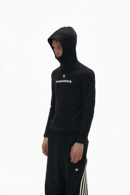 SAVAGEGROWTHWORLD Paranoia Graphic Balaclava Slim Hoodie