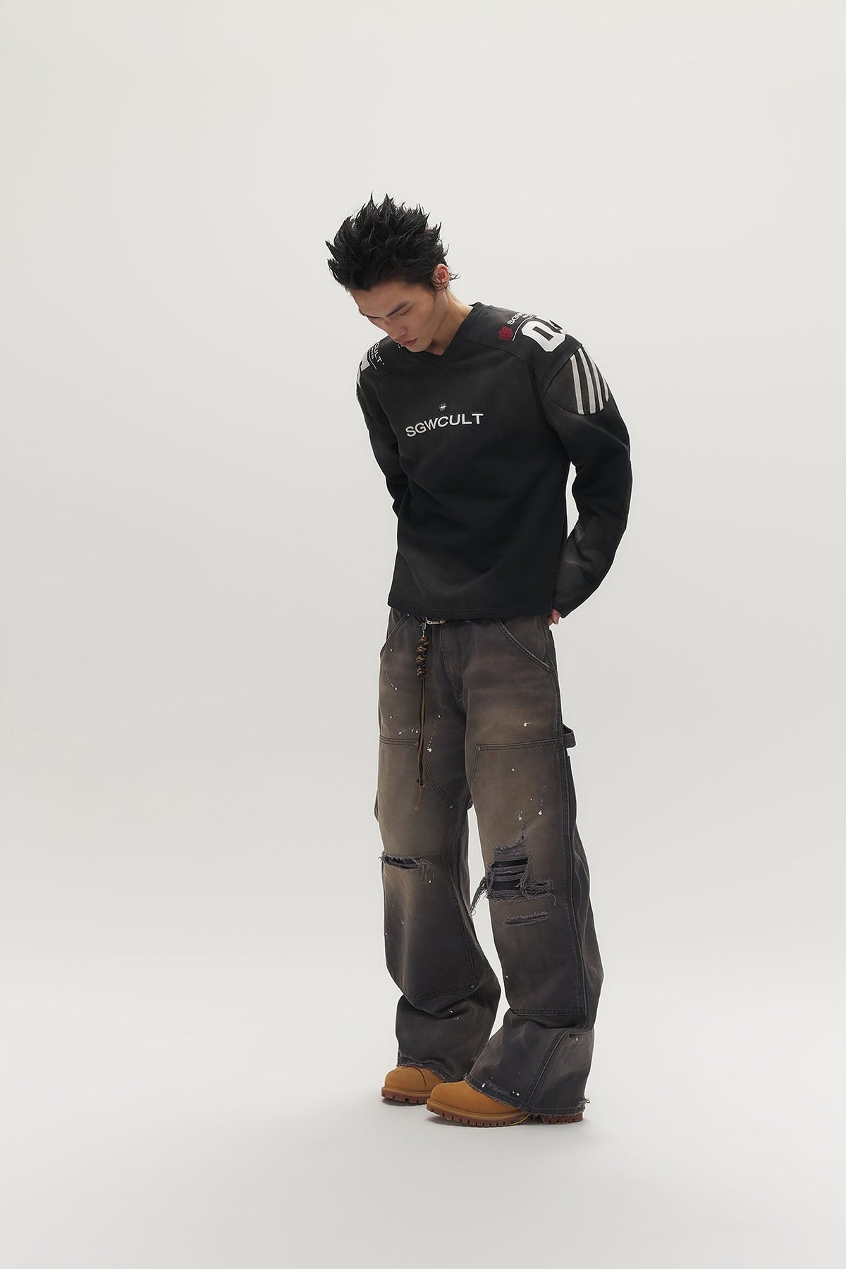 SAVAGEGROWTHWORLD Athletic Distressed Patch Sweatshirt