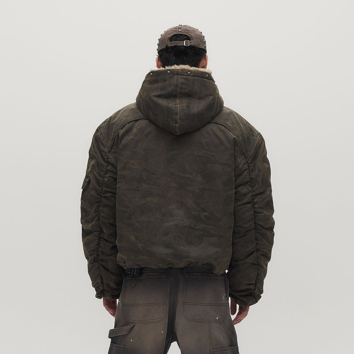 SAVAGEGROWTHWORLD Camo Faux Fur Lining Bomber Jacket