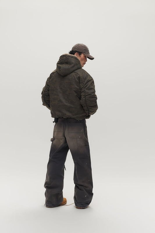 SAVAGEGROWTHWORLD Camo Faux Fur Lining Bomber Jacket