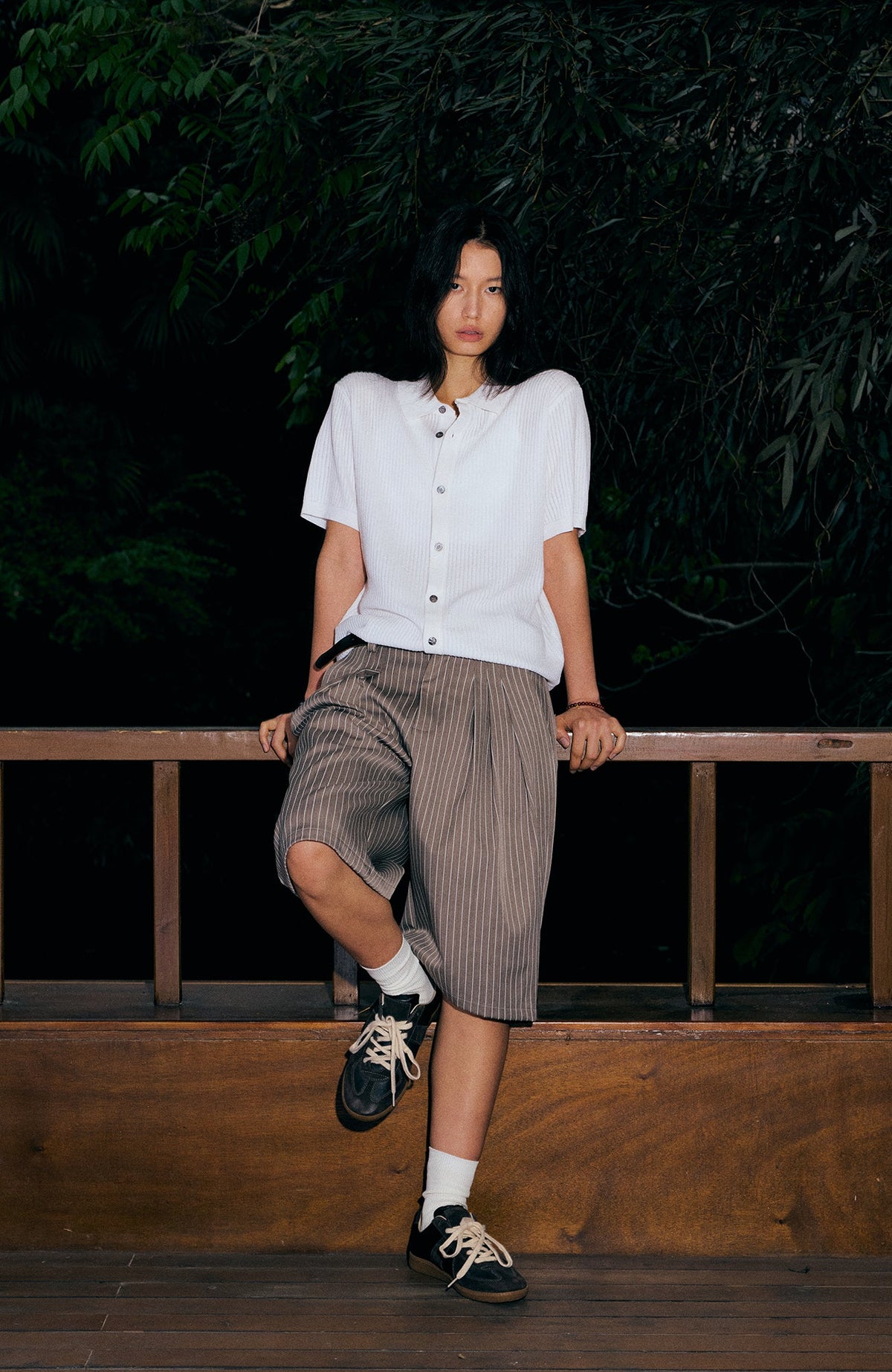 KREATE Pinstripe Pleated Suit Shorts