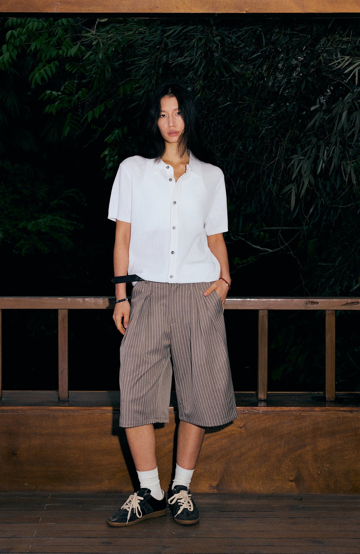 KREATE Pinstripe Pleated Suit Shorts