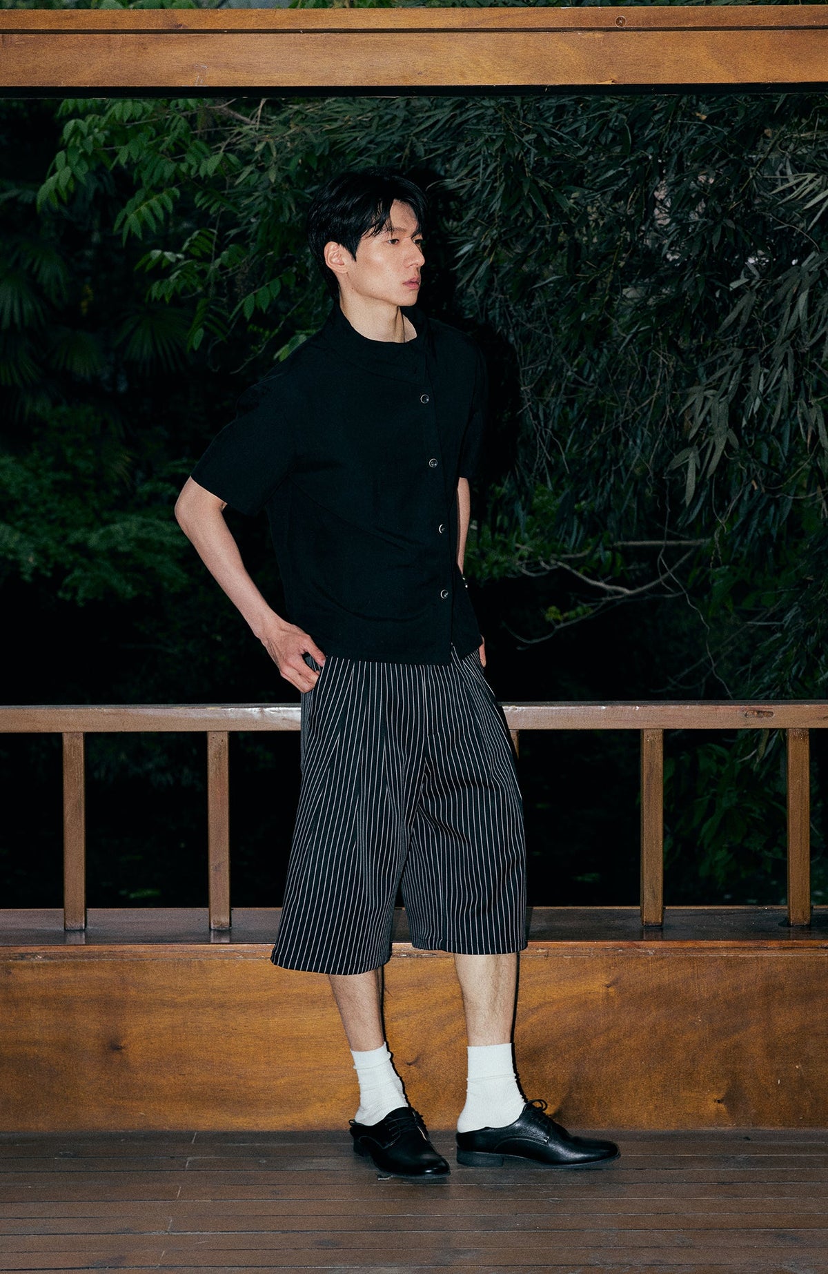 KREATE Pinstripe Pleated Suit Shorts