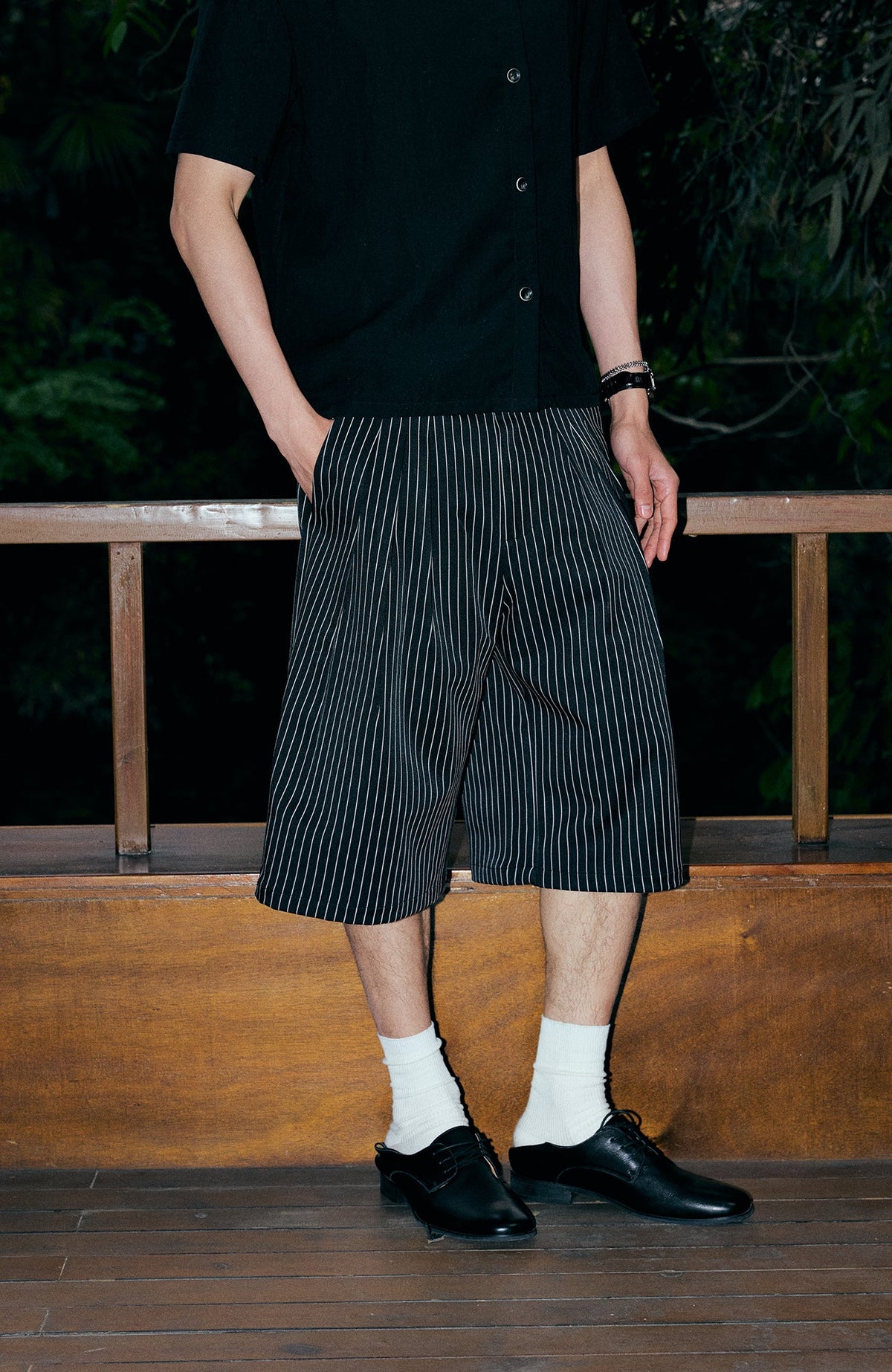 KREATE Pinstripe Pleated Suit Shorts