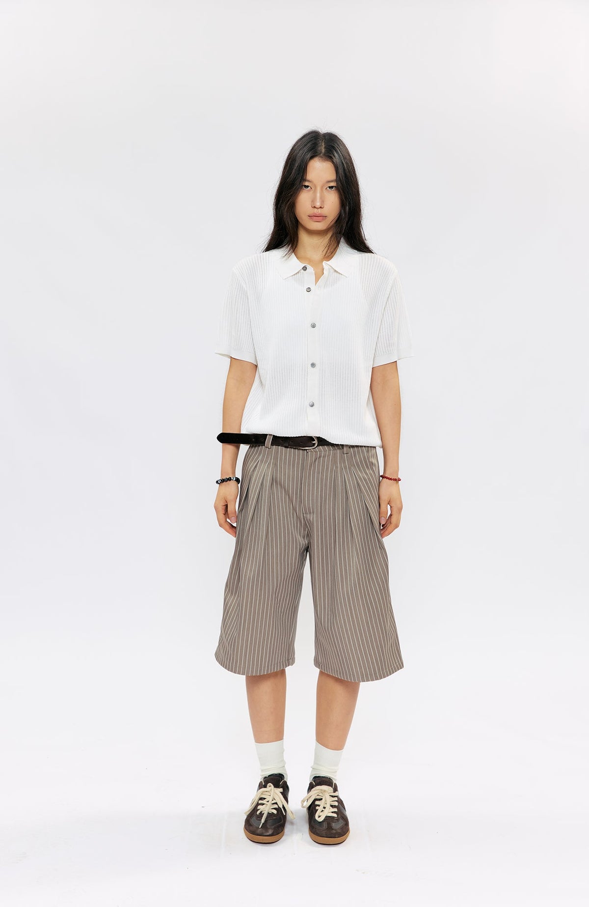 KREATE Pinstripe Pleated Suit Shorts