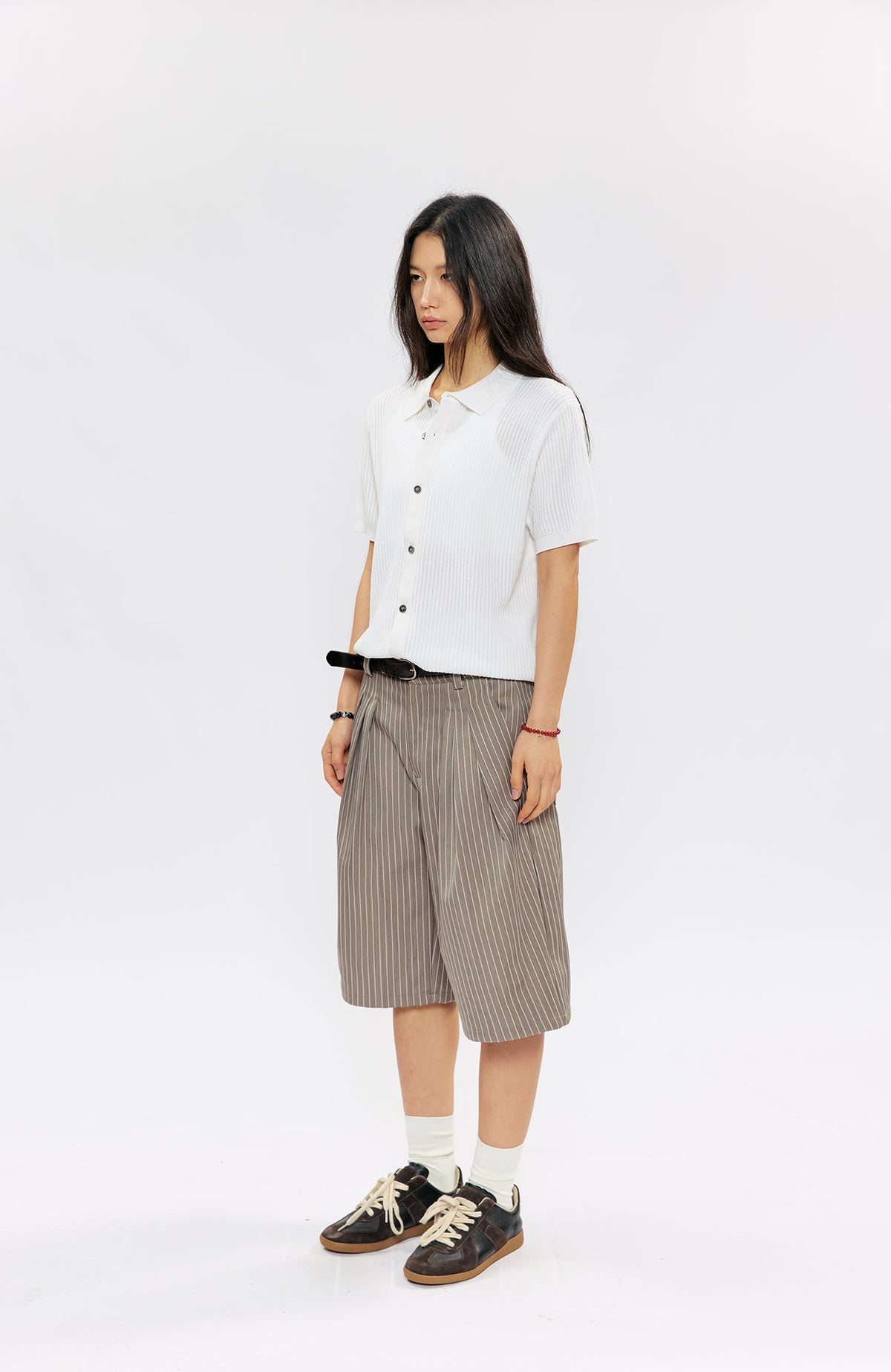 KREATE Pinstripe Pleated Suit Shorts
