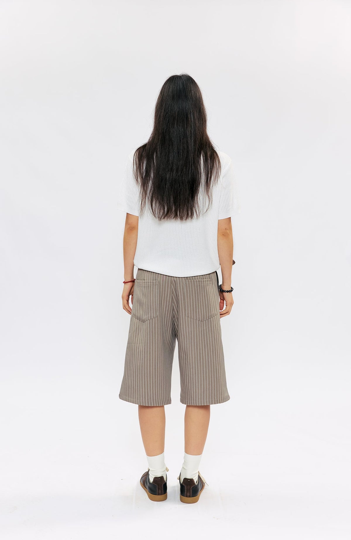 KREATE Pinstripe Pleated Suit Shorts