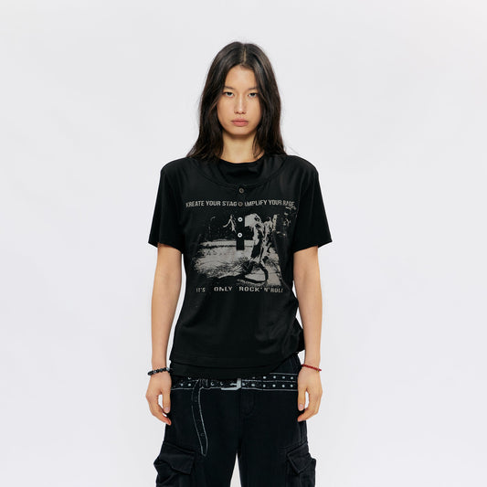 KREATE Faux-Layer Modal Henley Graphic Tee