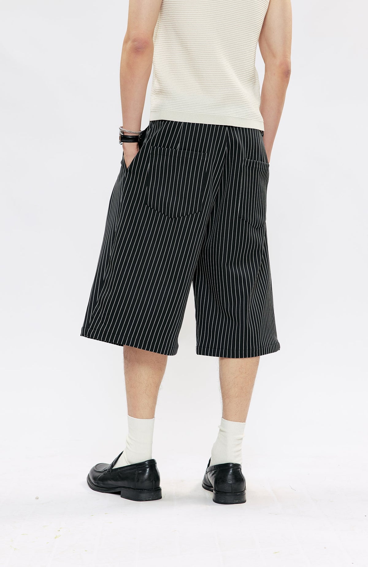 KREATE Pinstripe Pleated Suit Shorts