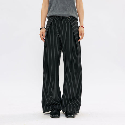 KREATE Pleated Pinstripe Wide-Leg Trousers
