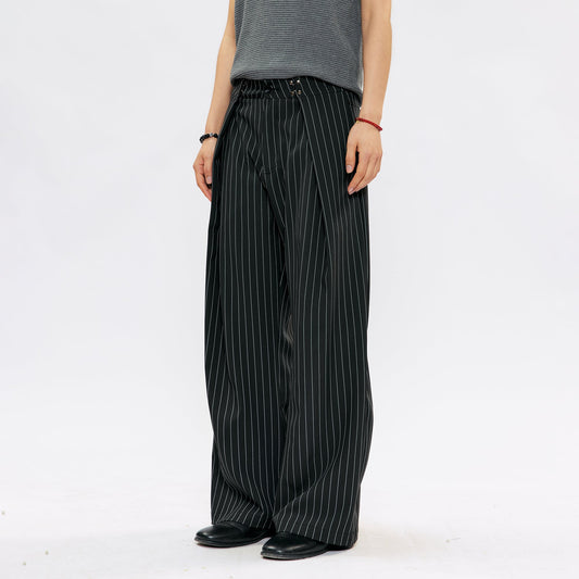 KREATE Pleated Pinstripe Wide-Leg Trousers