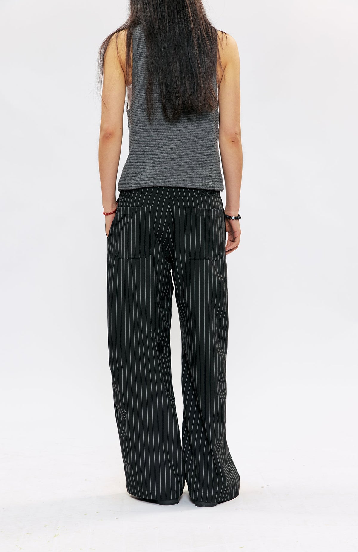 KREATE Pleated Pinstripe Wide-Leg Trousers