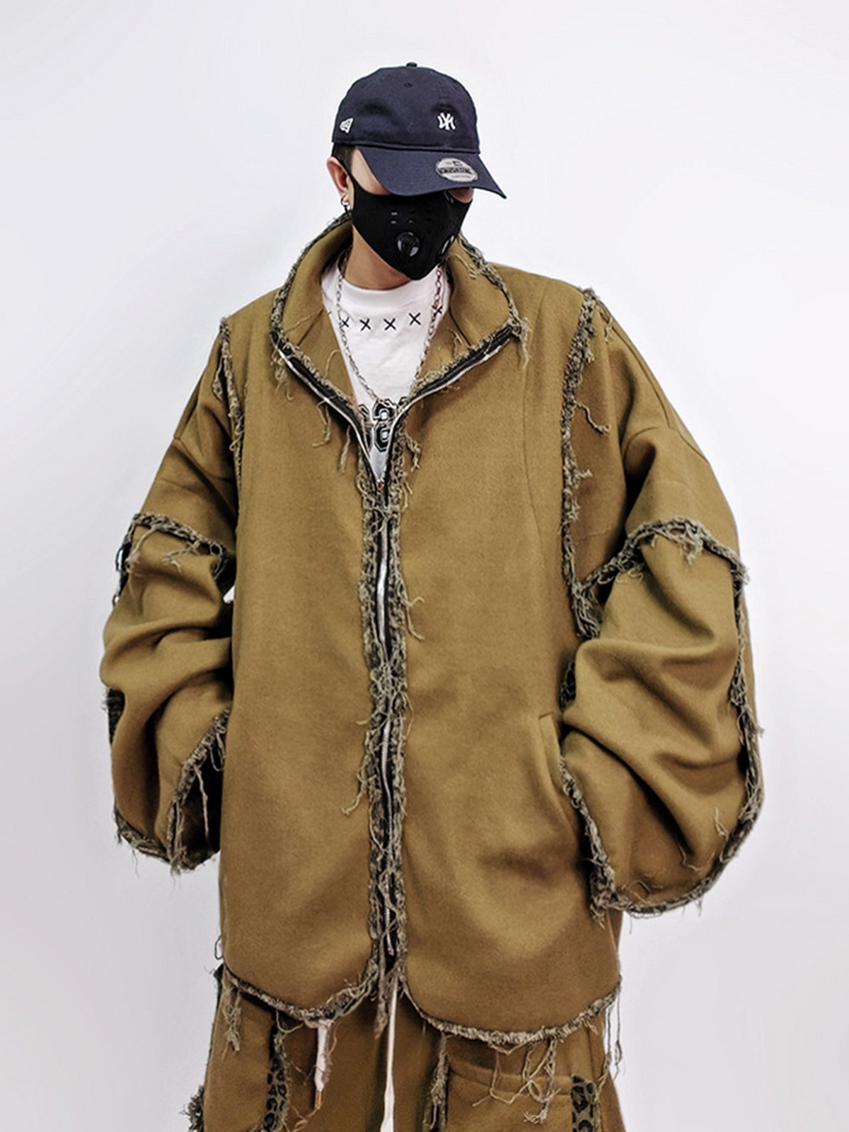 UUCSCC Retro Distressed Raw Seam Varsity Jacket