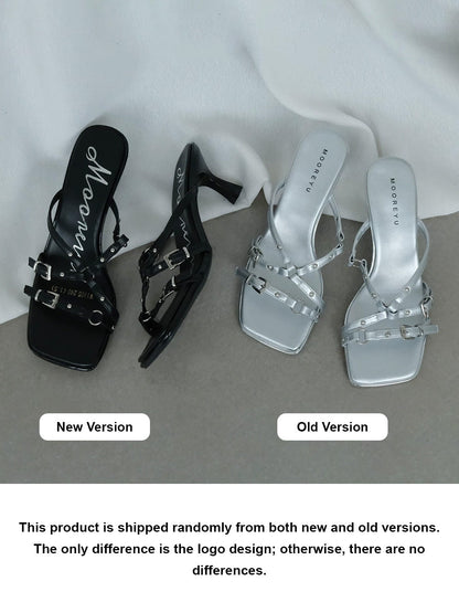 Black Open-Toe Heeled Sandals