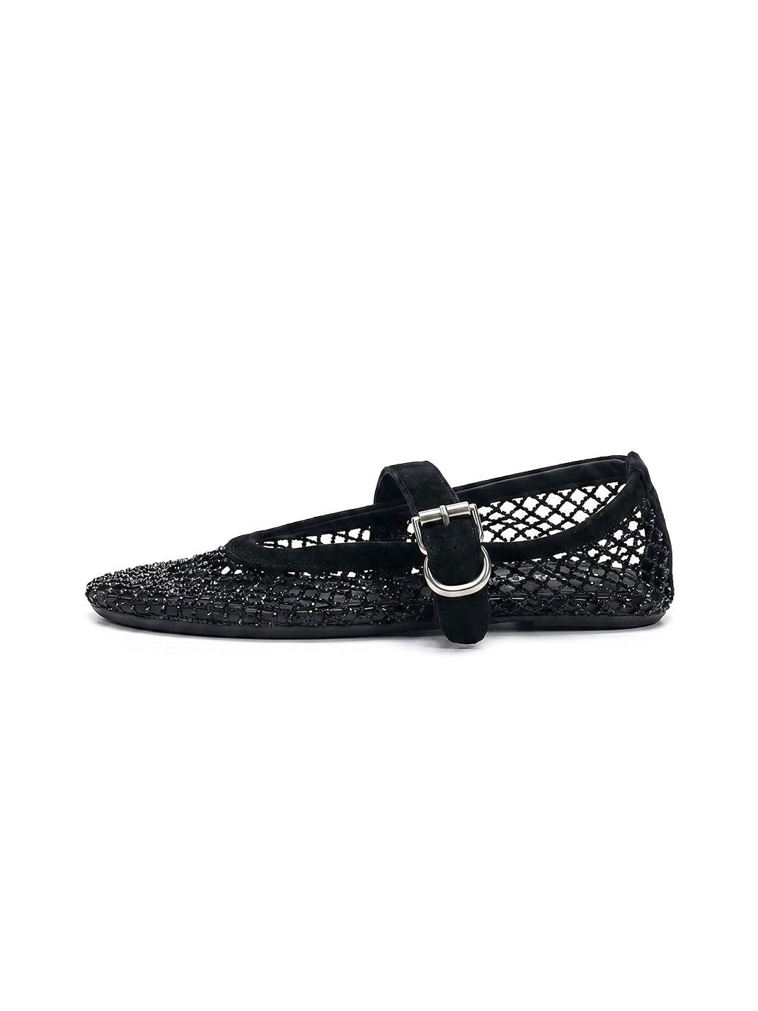 EBLAN Black Woven Mesh Mary Jane Flats