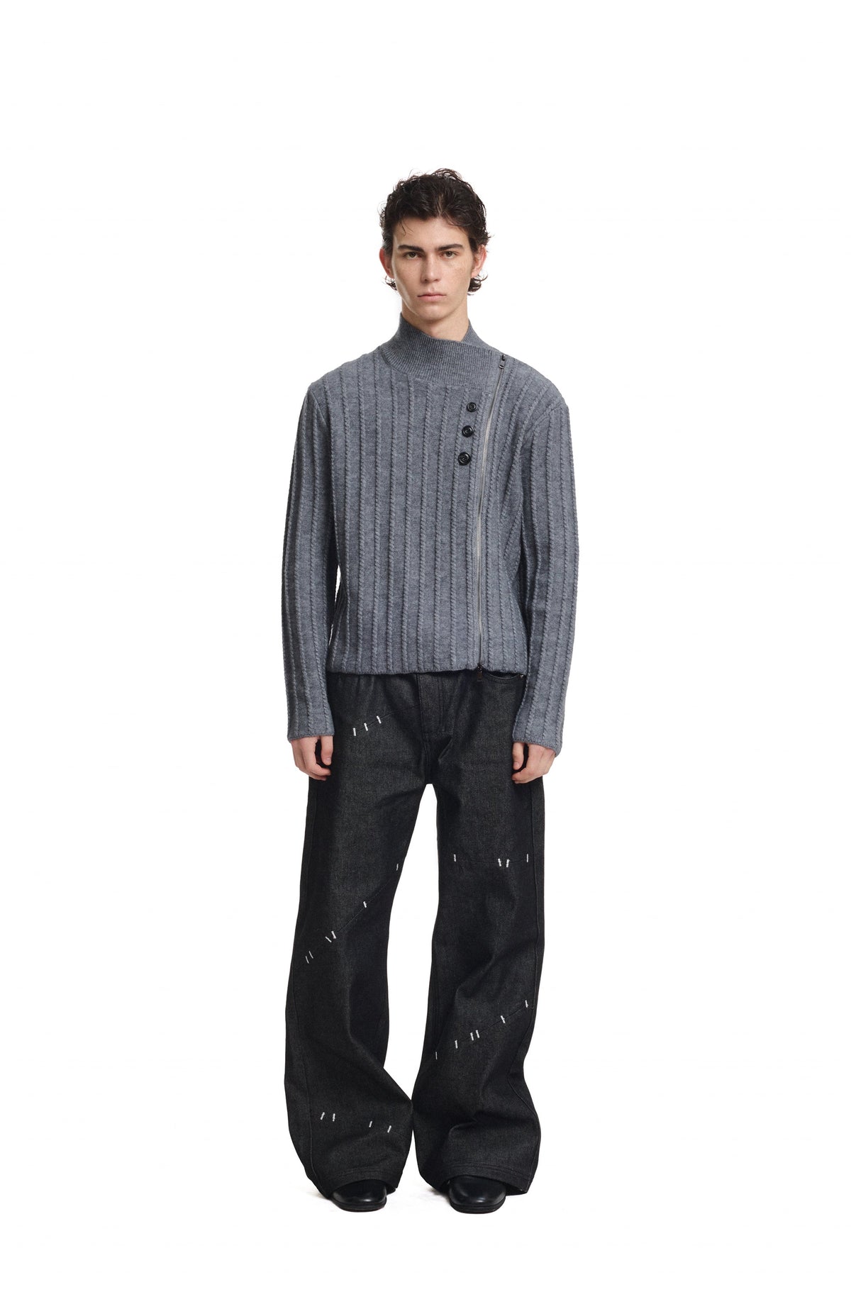 KREATE Deconstructed Cable-Knit Asymmetrical Cardigan
