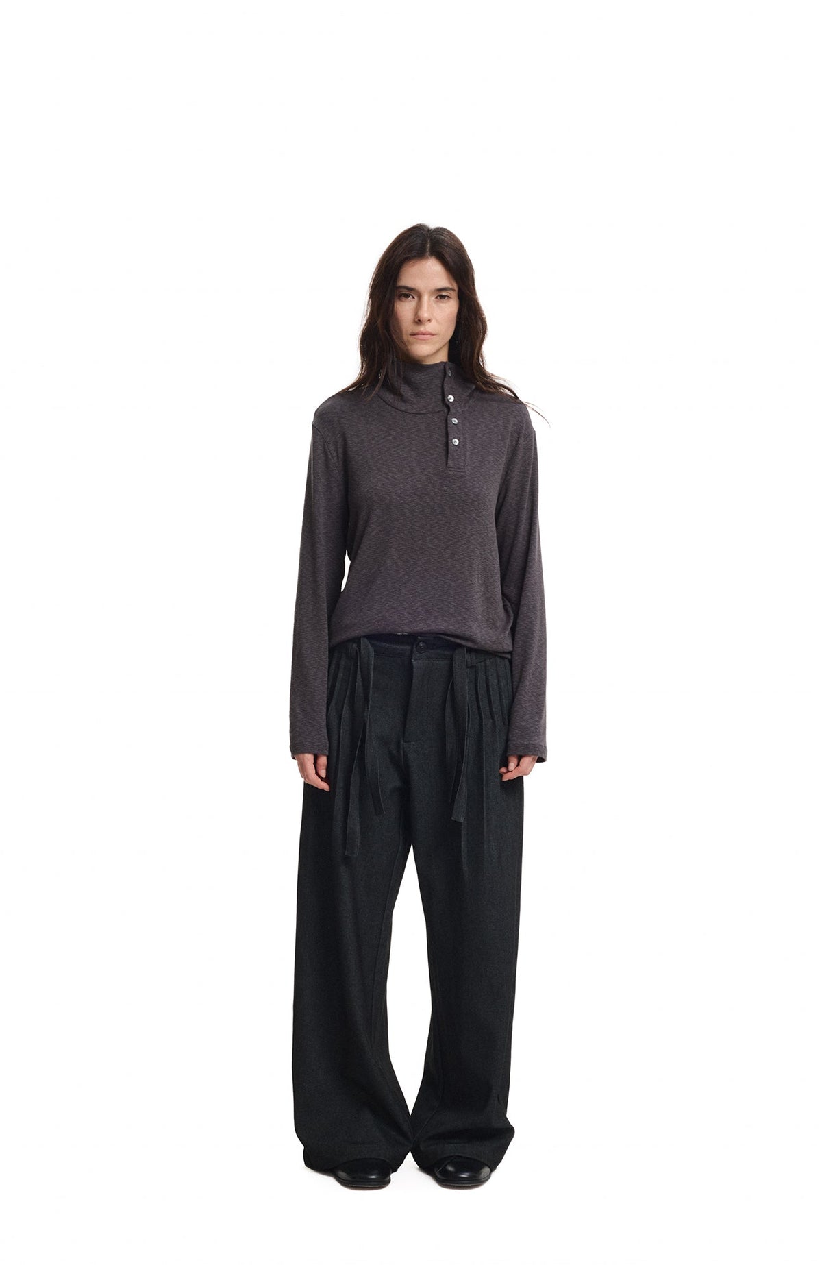 KREATE Double Belt Pleated Wide-Leg Trousers