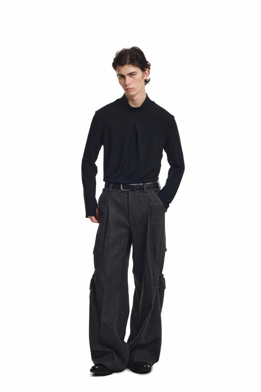 KREATE Drawstring Wool-Blend Wide-Leg Trousers