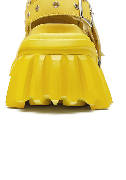 Yellow Metallic Punk Platform Sandals