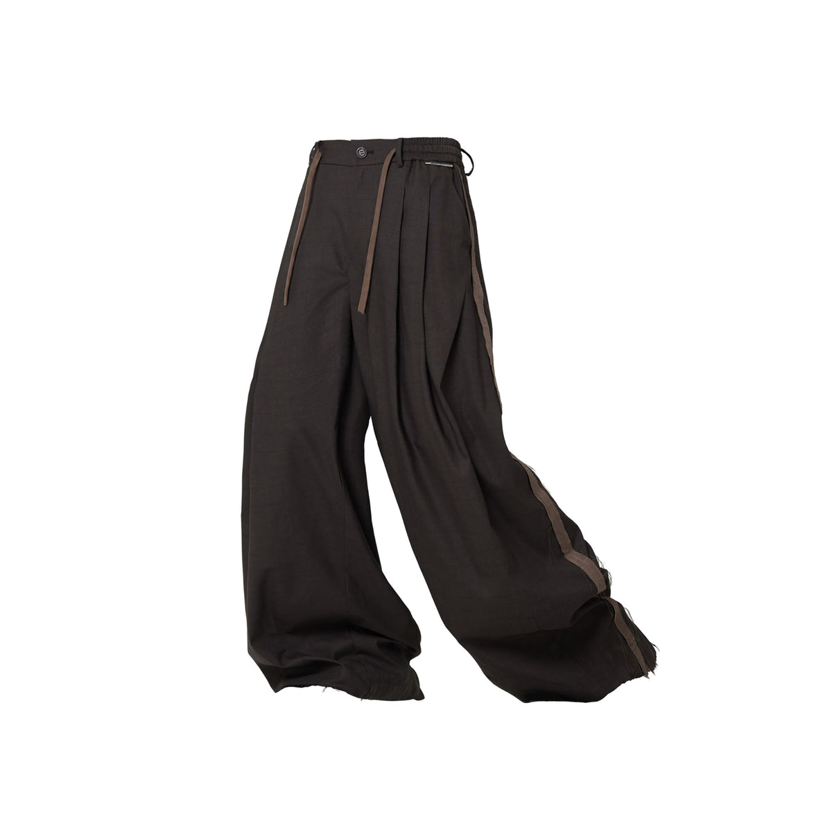 RELABEL Pleated Wide-Leg Drawstring Trousers Brown