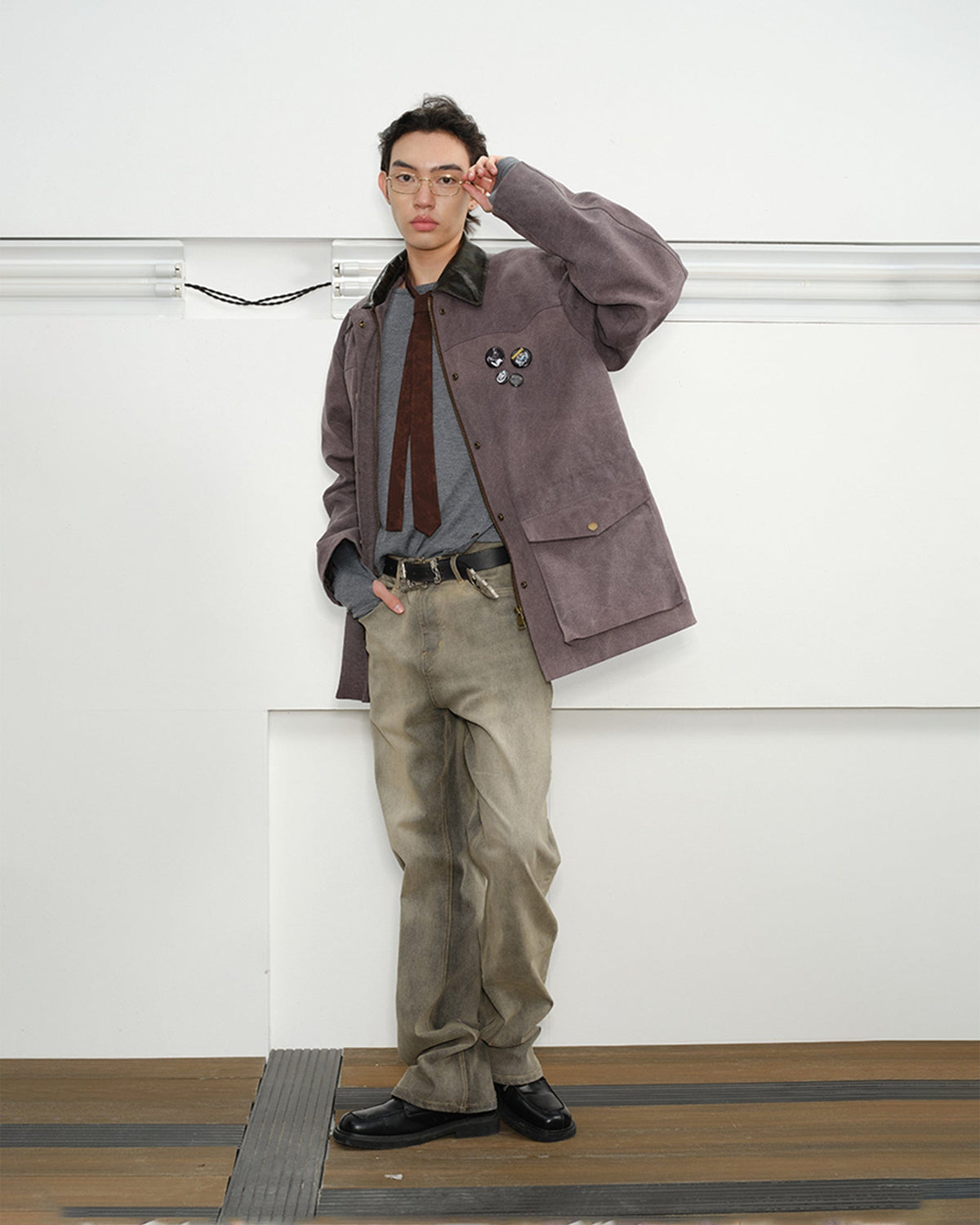 KREATE Aged Canvas Spliced Big-Pocket Jacket