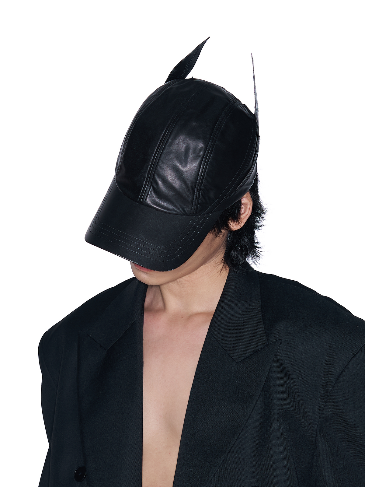 SANB Faux Leather Horned Baseball Cap