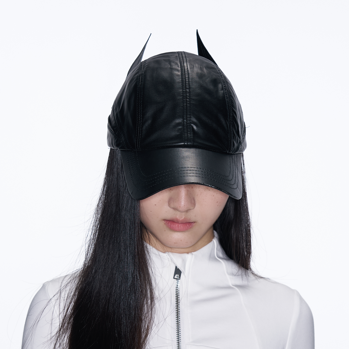 SANB Faux Leather Horned Baseball Cap