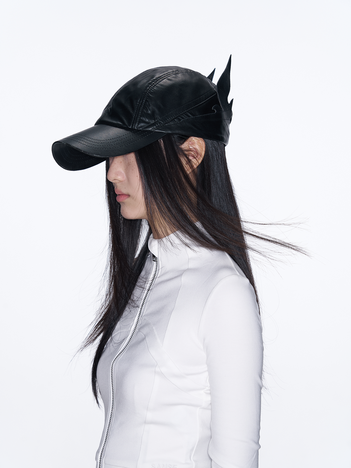 SANB Faux Leather Horned Baseball Cap