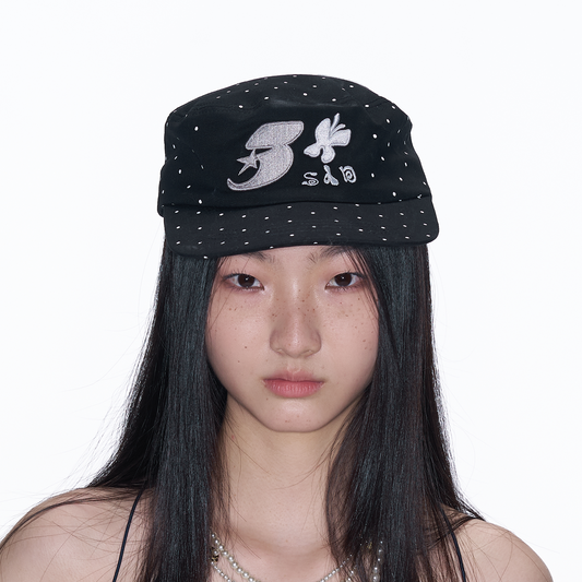 SANB Polka Dot Embroidered Pillbox Hat