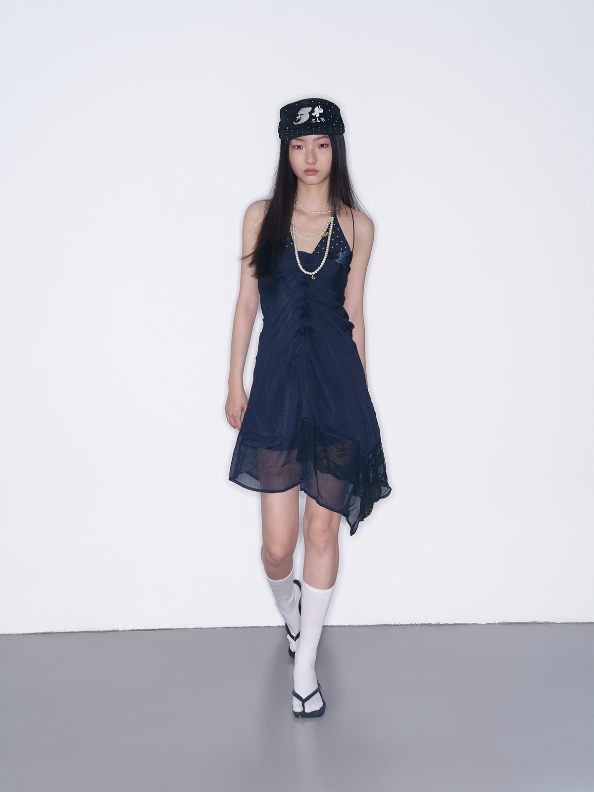 SANB Polka Dot Embroidered Pillbox Hat