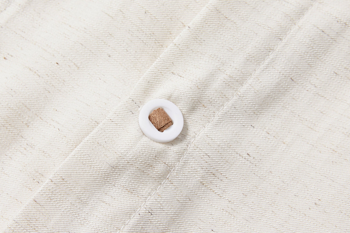 KREATE Contrast Collar Linen Half Shirt