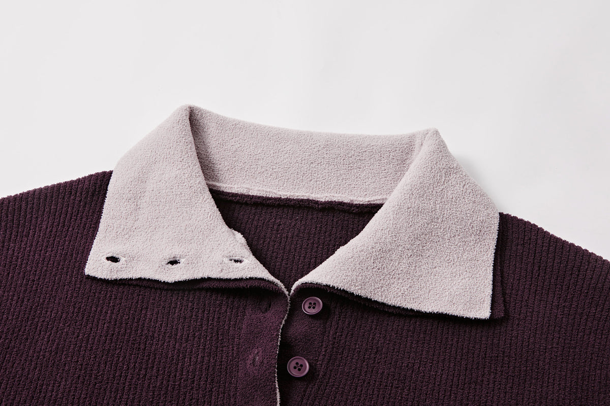 KREATE Contrast Layered Collar Ribbed Sweater