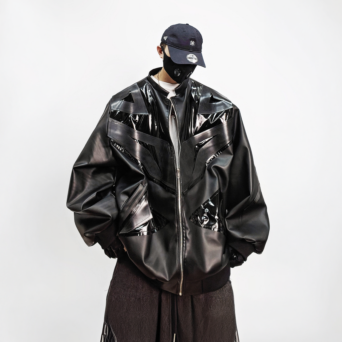 UUCSCC Faux Leather Oversized Baseball Bomber Jacket