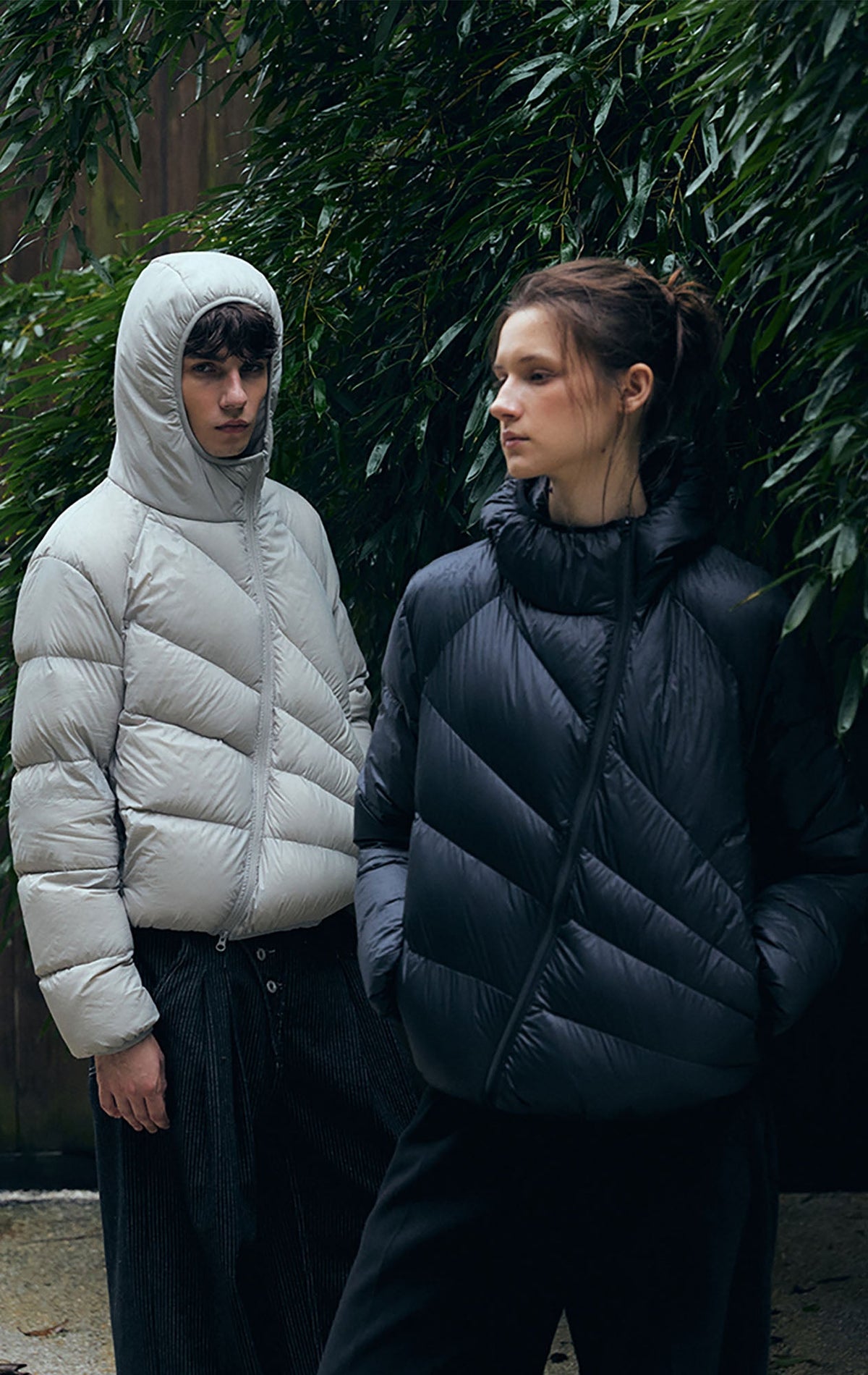 KREATE Asymmetrical Quilted Hooded Down Jacket