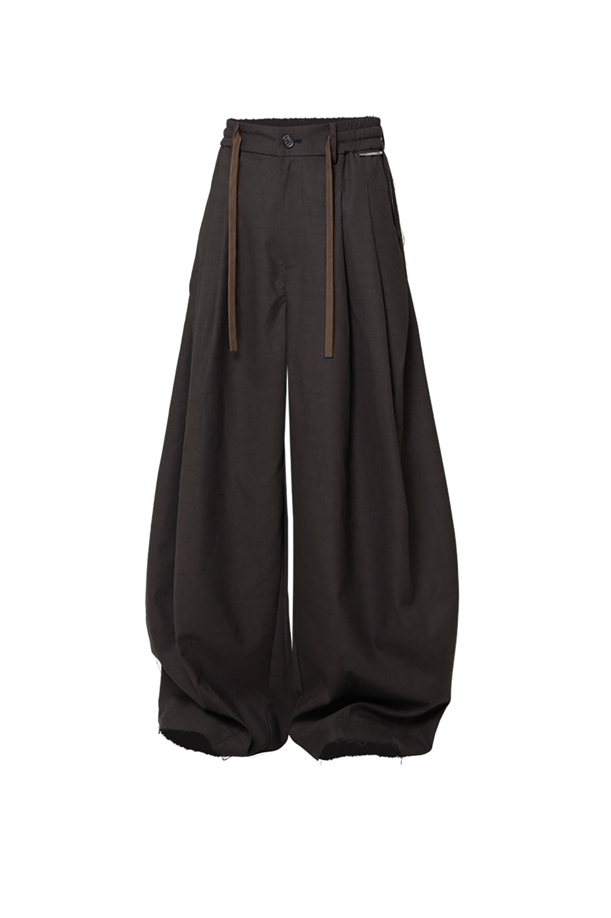 RELABEL Pleated Wide-Leg Drawstring Trousers Brown