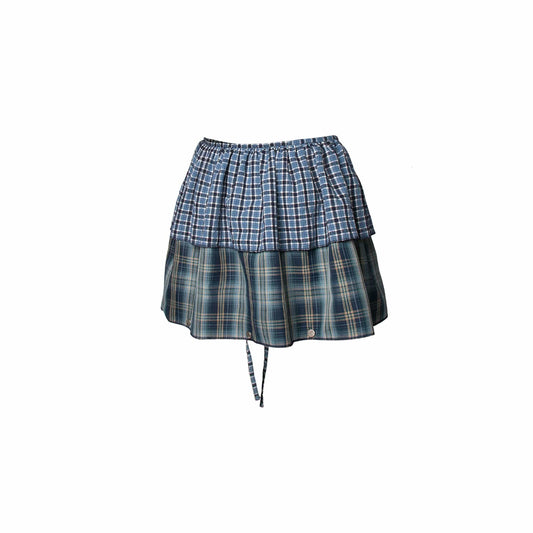 RELABEL Multi-Wear Plaid Layered Draped Skirt