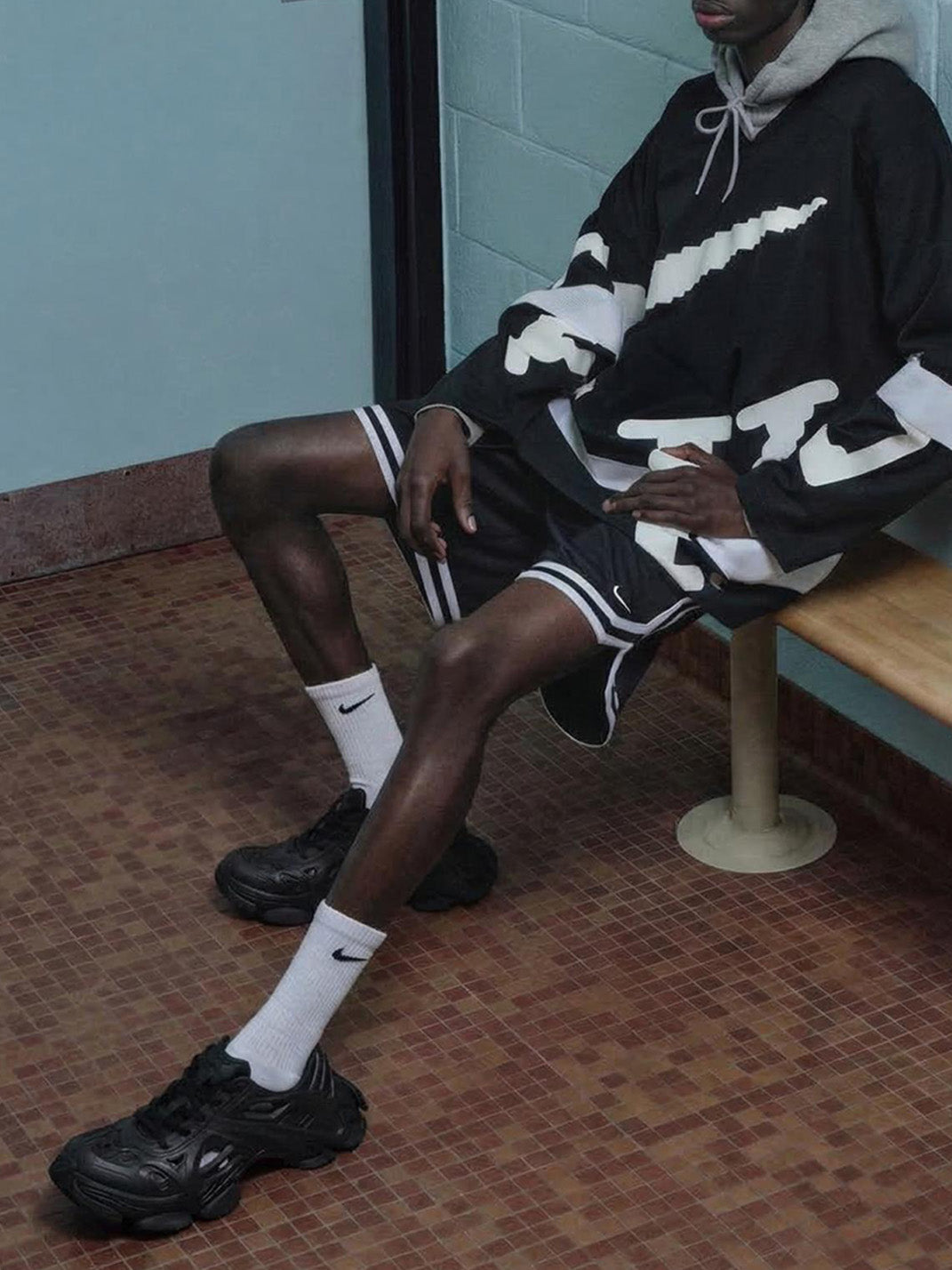 Black Time-Space Platform Clog Sneakers
