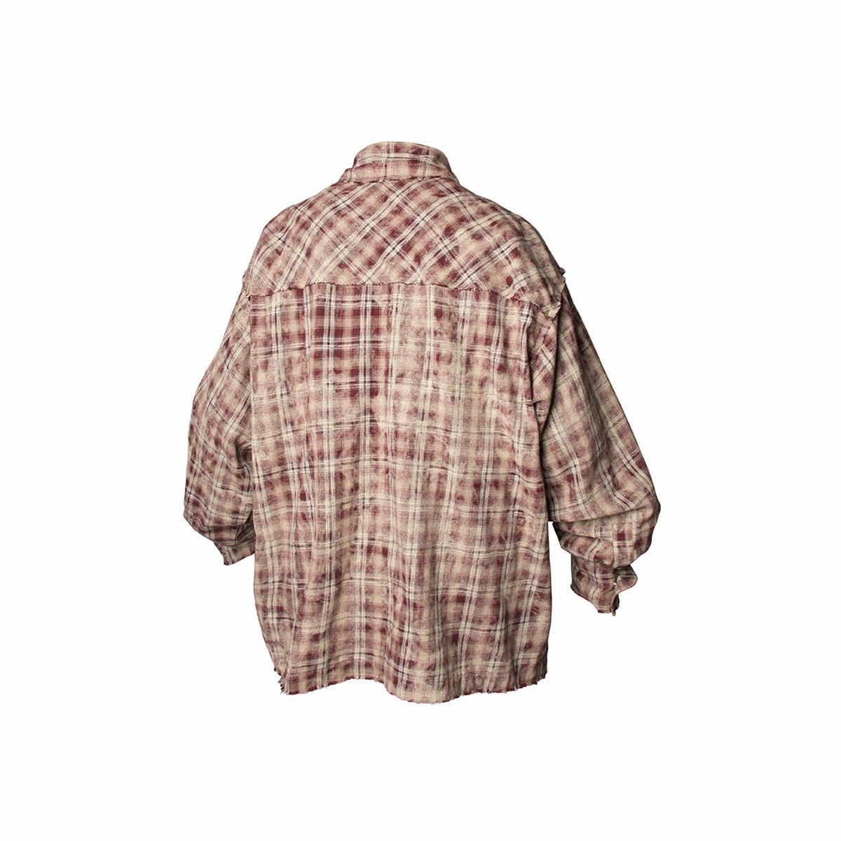 RELABEL Tie-dye Plaid Dual Closure Frayed Shirt