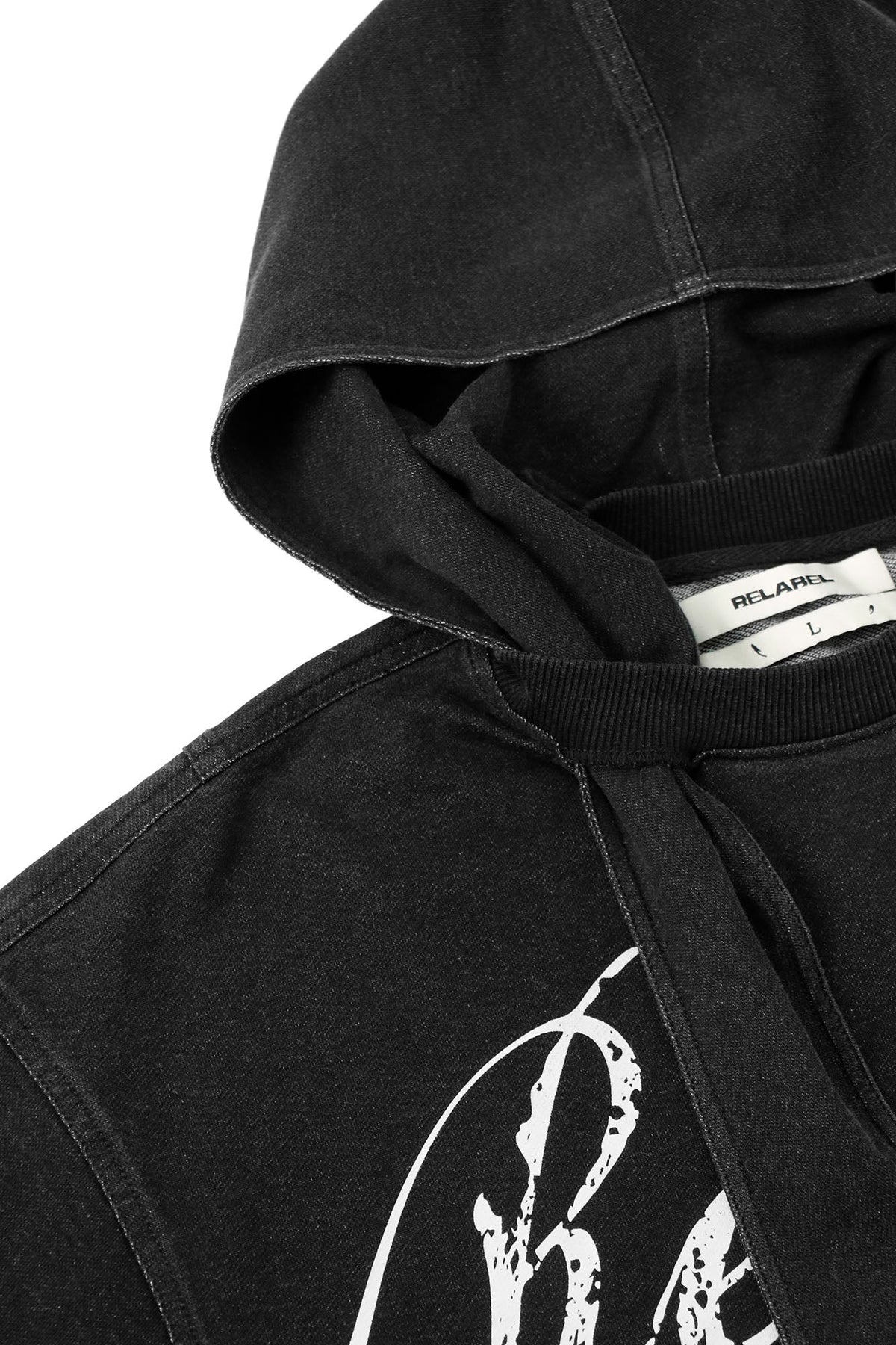 RELABEL Detachable Hood Washed Denim Tee