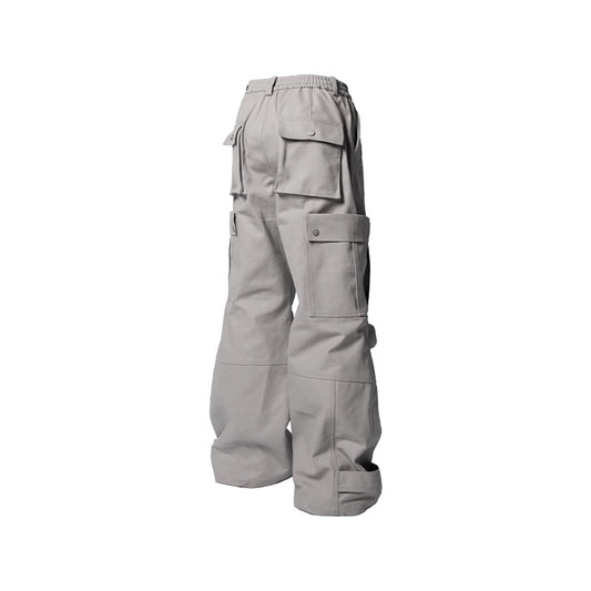 RELABEL Multi-Pocket Oversized Workwear Cargo Pants Gray